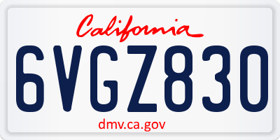 CA license plate 6VGZ830