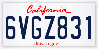 CA license plate 6VGZ831