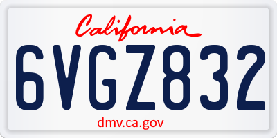 CA license plate 6VGZ832