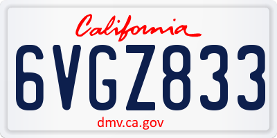 CA license plate 6VGZ833