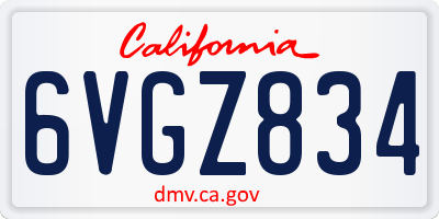 CA license plate 6VGZ834