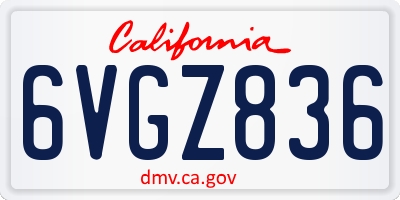 CA license plate 6VGZ836