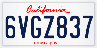 CA license plate 6VGZ837