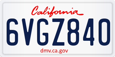 CA license plate 6VGZ840