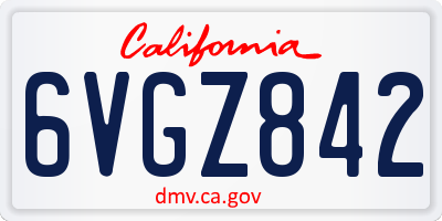 CA license plate 6VGZ842