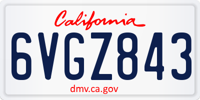 CA license plate 6VGZ843