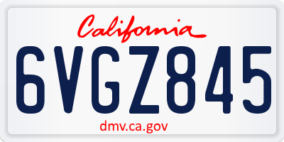 CA license plate 6VGZ845