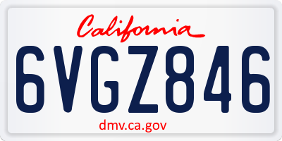 CA license plate 6VGZ846