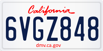 CA license plate 6VGZ848