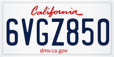 CA license plate 6VGZ850