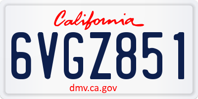 CA license plate 6VGZ851