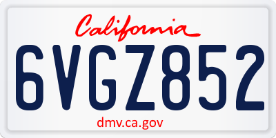 CA license plate 6VGZ852