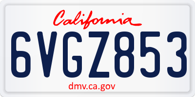CA license plate 6VGZ853