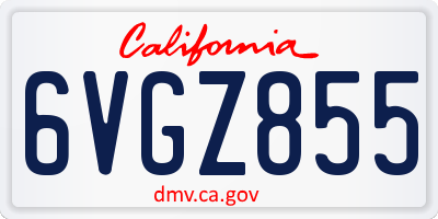 CA license plate 6VGZ855