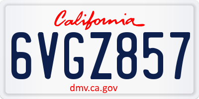 CA license plate 6VGZ857