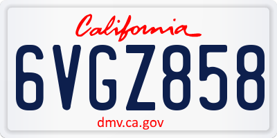 CA license plate 6VGZ858