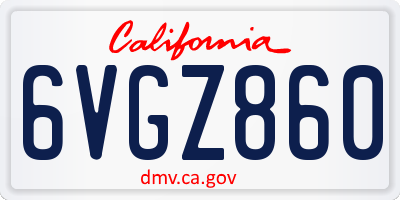 CA license plate 6VGZ860