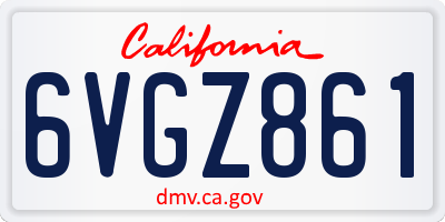 CA license plate 6VGZ861