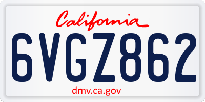 CA license plate 6VGZ862