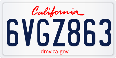 CA license plate 6VGZ863