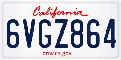 CA license plate 6VGZ864