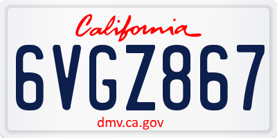 CA license plate 6VGZ867