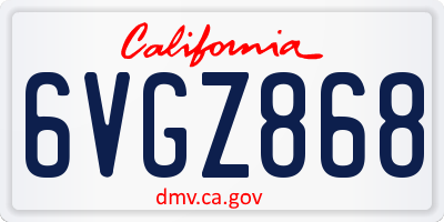 CA license plate 6VGZ868