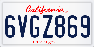 CA license plate 6VGZ869