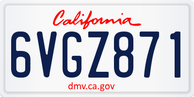 CA license plate 6VGZ871