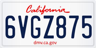 CA license plate 6VGZ875