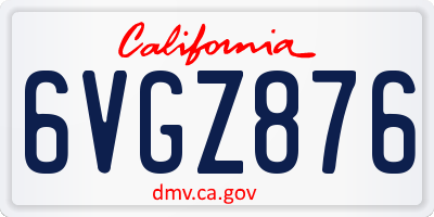 CA license plate 6VGZ876