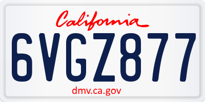 CA license plate 6VGZ877