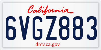 CA license plate 6VGZ883