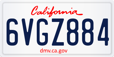 CA license plate 6VGZ884