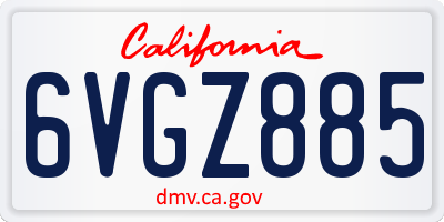 CA license plate 6VGZ885