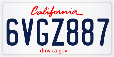 CA license plate 6VGZ887