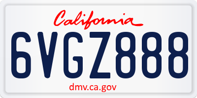 CA license plate 6VGZ888