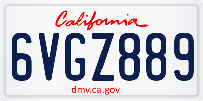 CA license plate 6VGZ889
