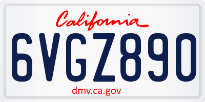 CA license plate 6VGZ890