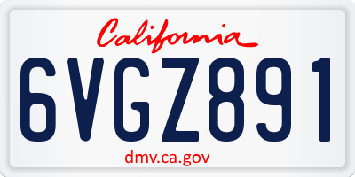 CA license plate 6VGZ891