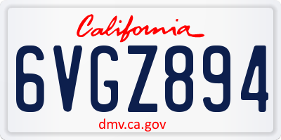 CA license plate 6VGZ894