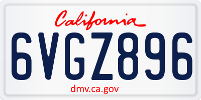 CA license plate 6VGZ896