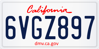 CA license plate 6VGZ897