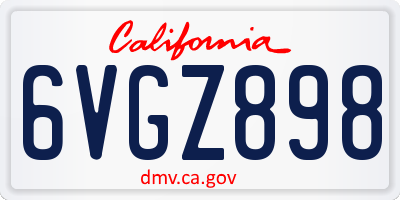 CA license plate 6VGZ898