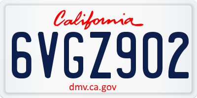CA license plate 6VGZ902