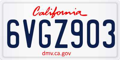 CA license plate 6VGZ903
