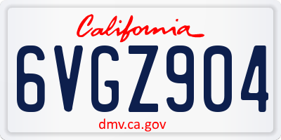 CA license plate 6VGZ904