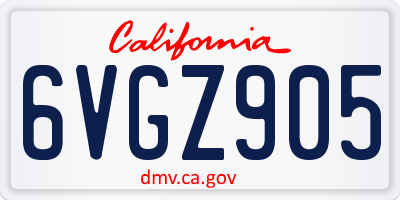 CA license plate 6VGZ905