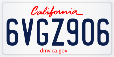 CA license plate 6VGZ906