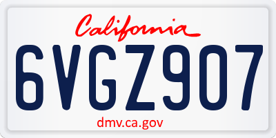 CA license plate 6VGZ907
